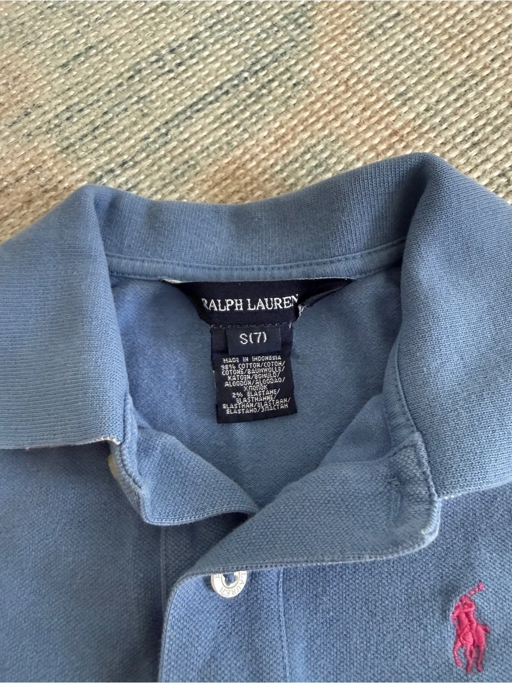 Ralph Lauren Girl's Blue Polo Shirt Size Small 7